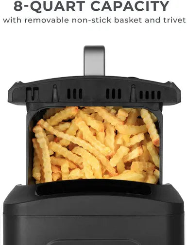 Kalorik - Designer Series 8 QT Black and Silver Air Fryer with Window - FT52790BKS13