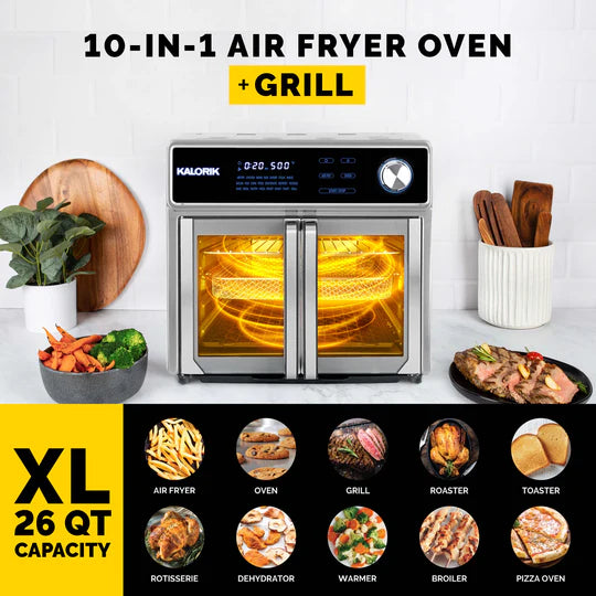 Kalorik - MAXX 26 QT Stainless Steel Digital Air Fryer Oven Grill - AFO47631SS2