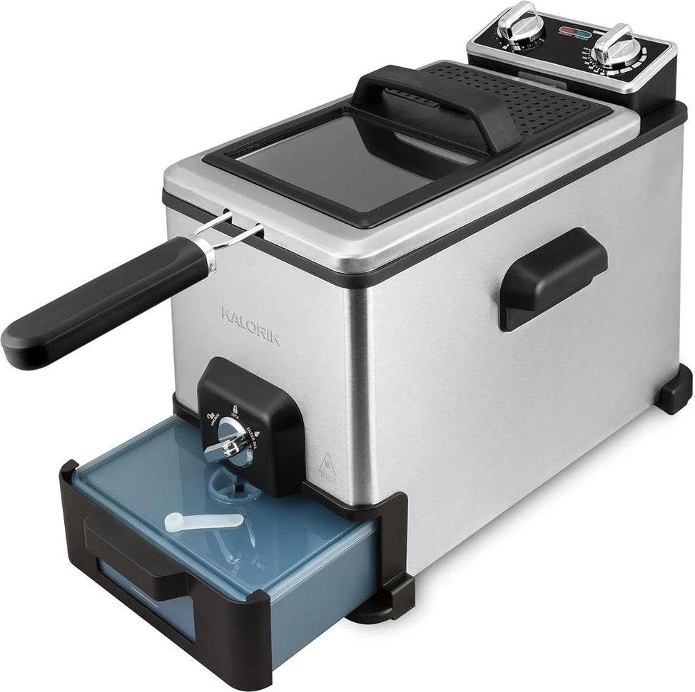 Kalorik - XL 4.2 QT Stainless Steel Deep Fryer with Oil Filtration - FT44466BK