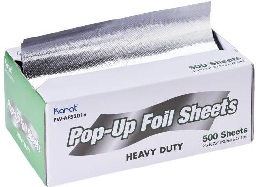 Karat - 9" x 10.75" Heavy-Duty Pop-up Aluminum Foil Sheets, 500/bx, 6 Bx/Cs - KARFWAFS201