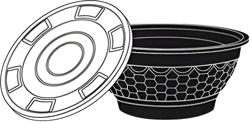 Kari-Out - 30 Oz Black Plastic Bowl with Lid Combo, 150/Cs- 3201300 (Special Order Item)