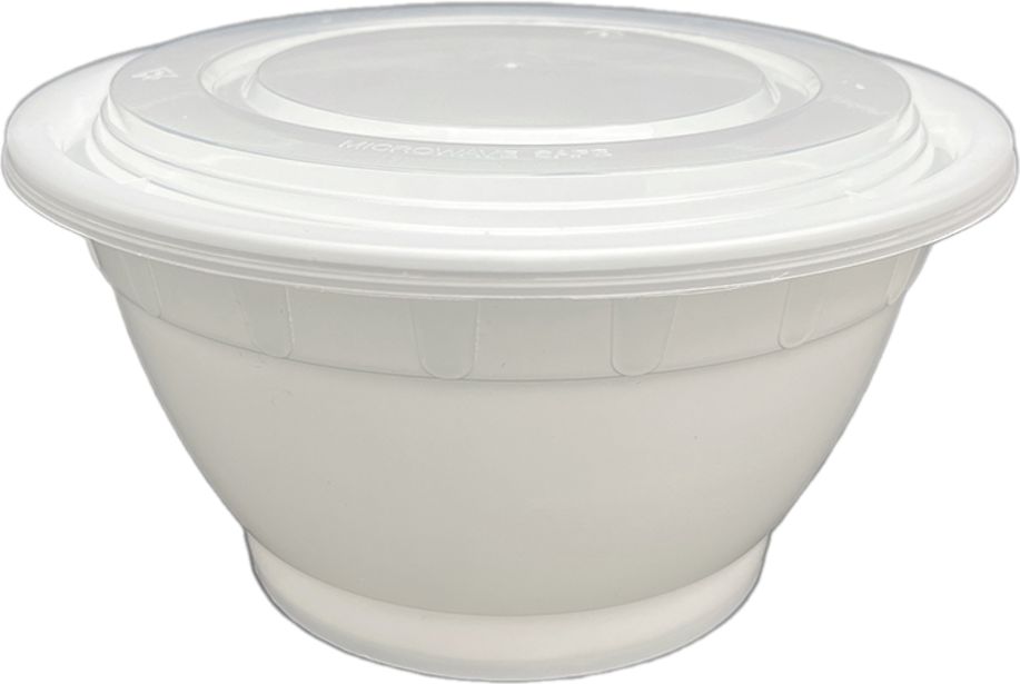 Kari-Out - 36 Oz White Plastic Bowl with Lid Combo, 150/Cs- 3201400