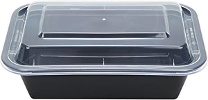 Kari-Out - 7" x 5" Medium Rectangle Black Plastic Containers with Lid Combo, 150/Cs - MT6240B