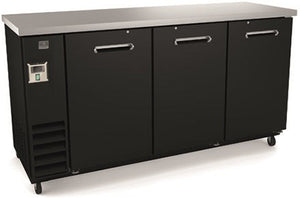 Kelvinator Commercial - 72" Back Bar Refrigerator with 3 Black Solid Door - KCHBB72S