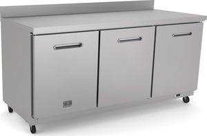 Kelvinator Commercial - 72" Under Counter Refrigerator with Worktop & 3 Doors - KCHUCWT72R