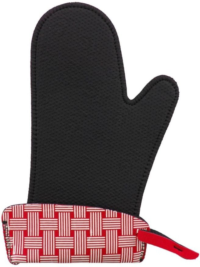 Kitchen Grips - 14.25 x 7.63" Large Cherry/White Woven Mitt - 120116-11