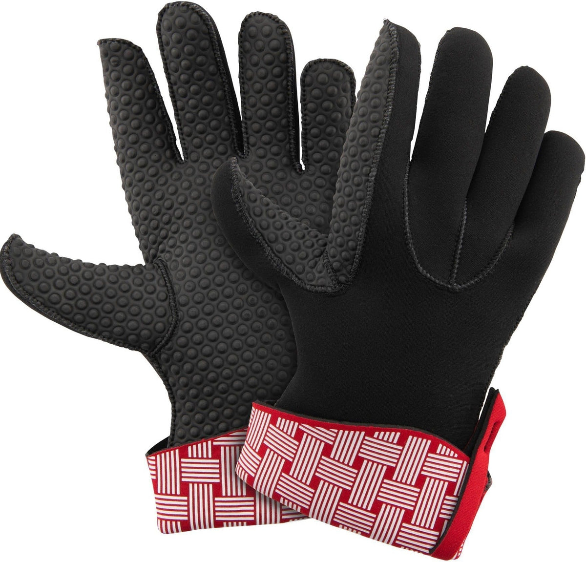 Kitchen Grips - 2 PC Set 11" Cherry/White 5-Finger Large Woven Mitt - 120202-11
