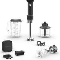 KitchenAid - 1 Speed Black Matte Cordless Hand Blender with Accessories - Battery Included - KHBRV75BM