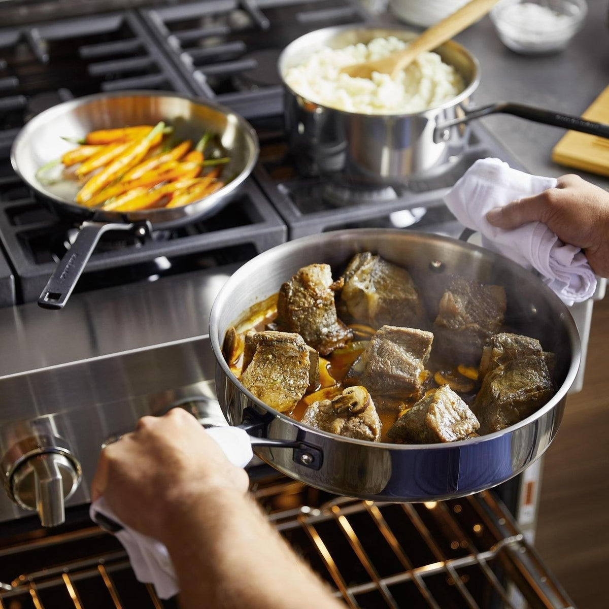 KitchenAid - 10 PC 5-Ply Clad Polished Stainless Steel Cookware Set - 30001-TF05