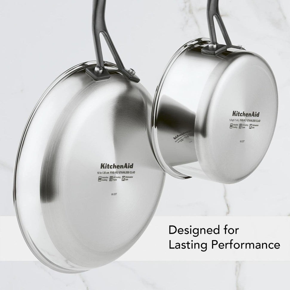 KitchenAid - 10 PC 5-Ply Clad Polished Stainless Steel Cookware Set - 30001-TF05 - ETA JUNE