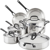 KitchenAid - 10 PC 5-Ply Clad Polished Stainless Steel Cookware Set - 30001-TF05 - ETA JUNE