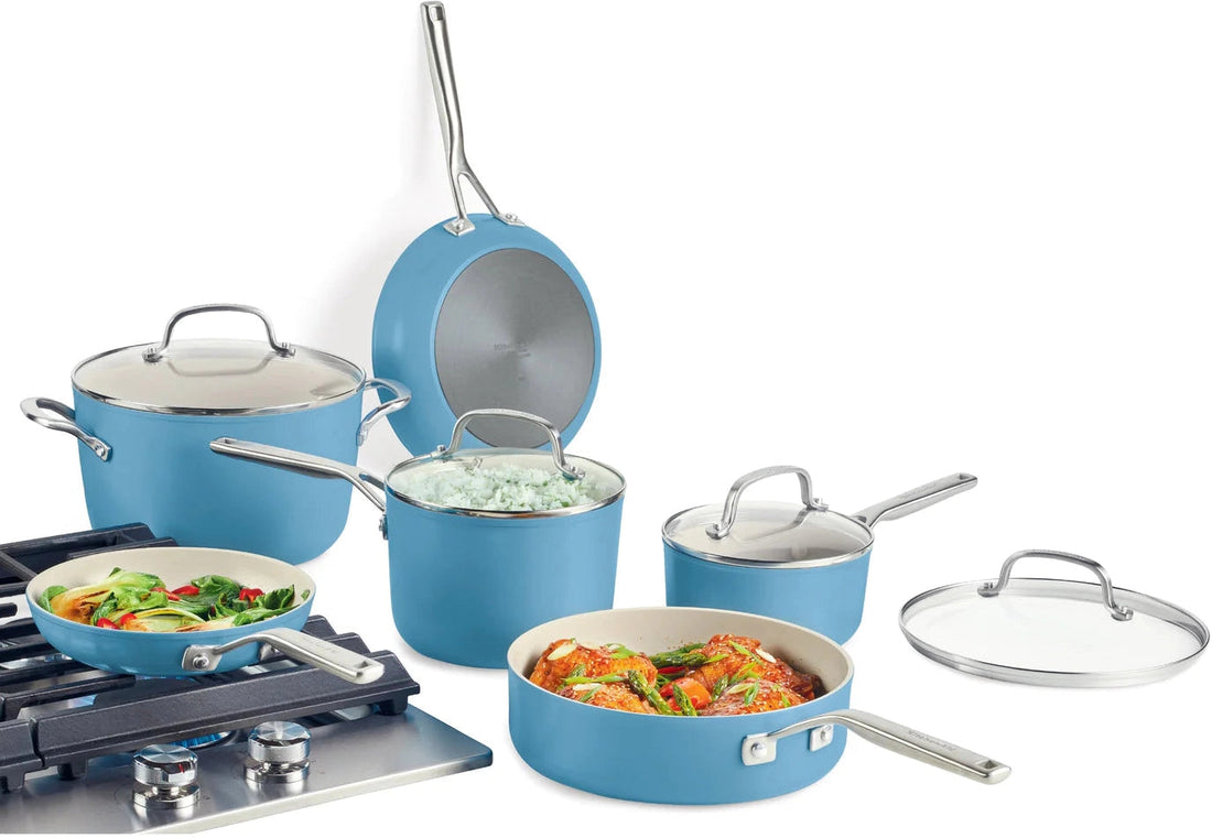 KitchenAid - 10 PC Blue Velvet Hard Anodized Ceramic Cookware Set - 84830-T