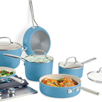 KitchenAid - 10 PC Blue Velvet Hard Anodized Ceramic Cookware Set - 84830-T