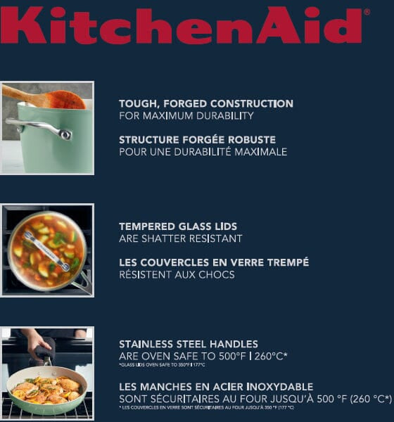 KitchenAid - 10 PC Pistachio Hard Anodized Ceramic Cookware Set - 84825-T