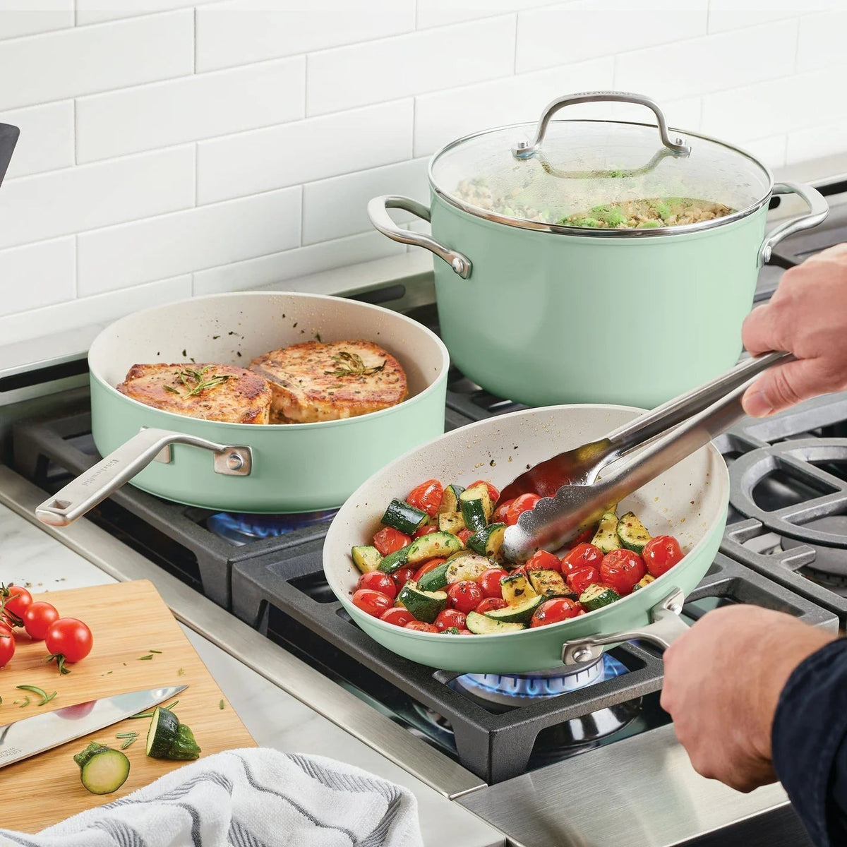 KitchenAid - 10 PC Pistachio Hard Anodized Ceramic Cookware Set - 84825-T - DISCONTINUED