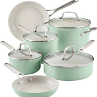 KitchenAid - 10 PC Pistachio Hard Anodized Ceramic Cookware Set - 84825-T