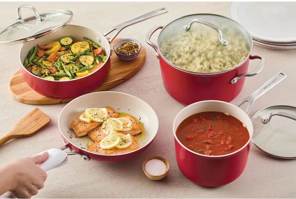 KitchenAid - 10-Piece Empire Red Cookware Set - 12662-T