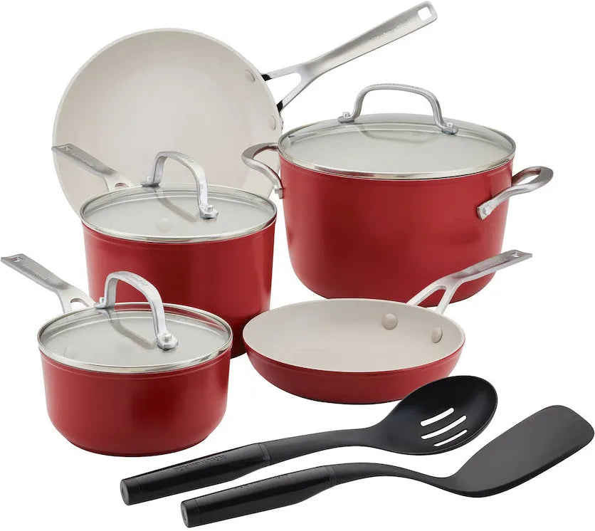 KitchenAid - 10-Piece Empire Red Cookware Set - 12662-T