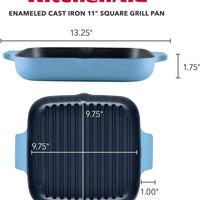 KitchenAid - 11" Blue Velvet Enameled Cast Iron Grill Pan - 48691-CF05