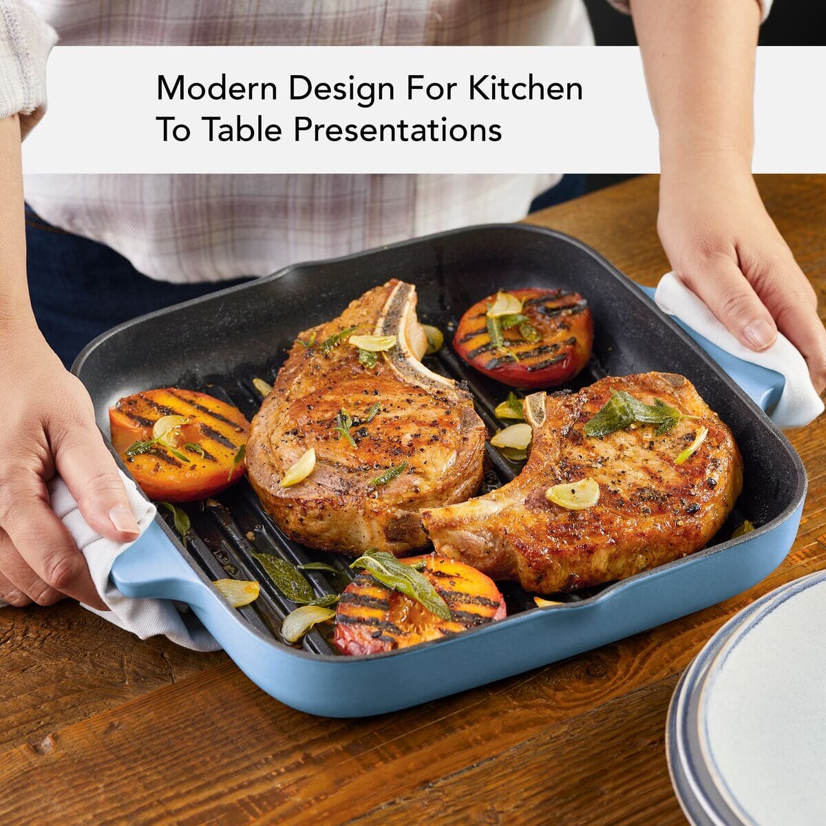 KitchenAid - 11" Blue Velvet Enameled Cast Iron Grill Pan - 48691-CF05 - DISCONTINUED