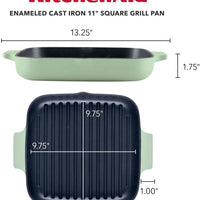 KitchenAid - 11" Pistachio Enameled Cast Iron Grill Pan - 48692-CF05