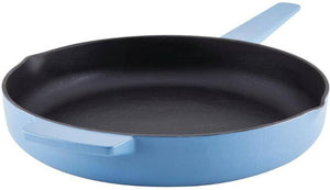 KitchenAid - 12" Blue Enameled Cast Iron Fry Pan/Skillet with Helper Handle and Pour Spouts - 48532