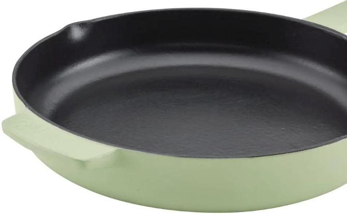 KitchenAid - 12" Pistachio Enameled Cast Iron Fry Pan/Skillet with Helper Handle and Pour Spouts - 48553 - DISCONTINUED
