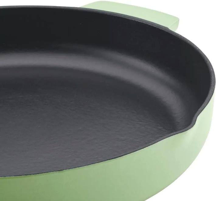 KitchenAid - 12" Pistachio Enameled Cast Iron Fry Pan/Skillet with Helper Handle and Pour Spouts - 48553 - DISCONTINUED