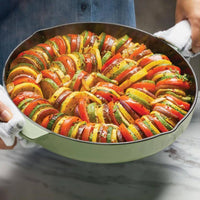 KitchenAid - 12" Pistachio Enameled Cast Iron Fry Pan/Skillet with Helper Handle and Pour Spouts - 48553 - DISCONTINUED