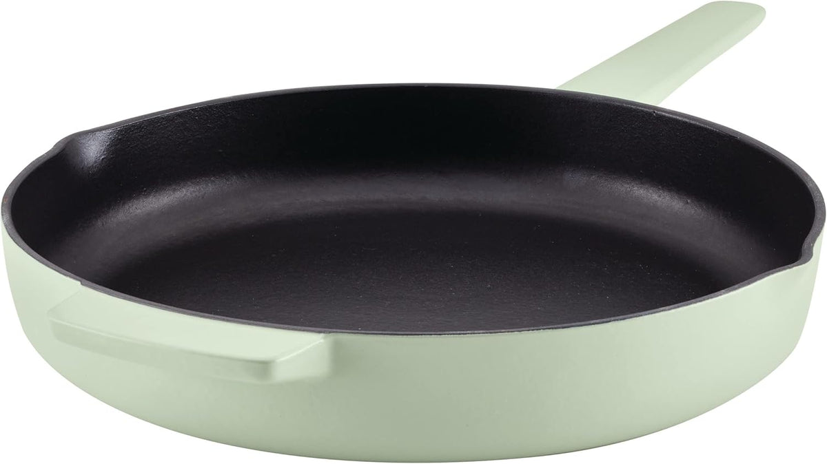 KitchenAid - 12" Pistachio Enameled Cast Iron Fry Pan/Skillet with Helper Handle and Pour Spouts - 48553 - DISCONTINUED