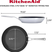 KitchenAid - 12”/30cm 3-Ply Base Stainless Steel Nonstick Frying Pan - 71010-TF05
