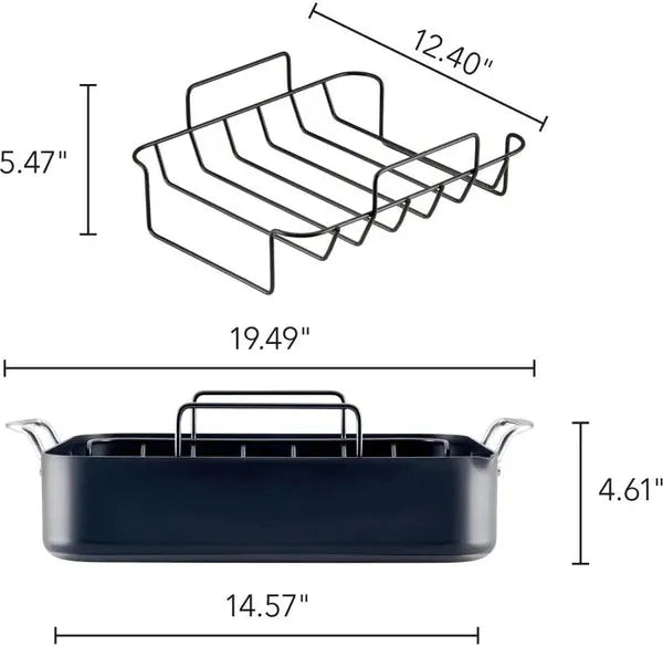 KitchenAid - 13" x 15.75" Hard Anodized Roaster with Removable Non-Stick Rack - 84806-TF05