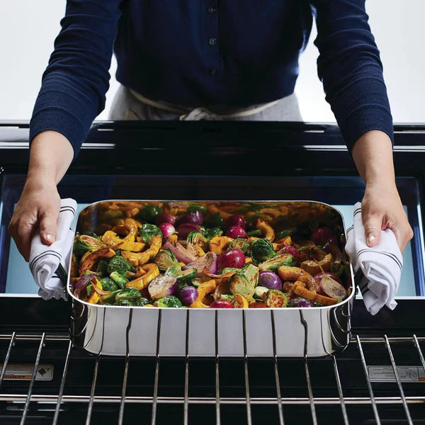 KitchenAid - 15" x 11.5" 5-Ply Clad Silver Stainless Steel Roaster with Removable Rack - 30019