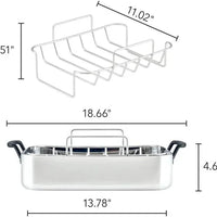 KitchenAid - 15" x 11.5" 5-Ply Clad Silver Stainless Steel Roaster with Removable Rack - 30019
