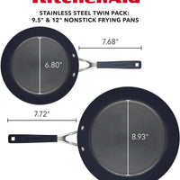 KitchenAid - 2 PC Brushed Stainless Steel Nonstick Frying Pan Set - 71023