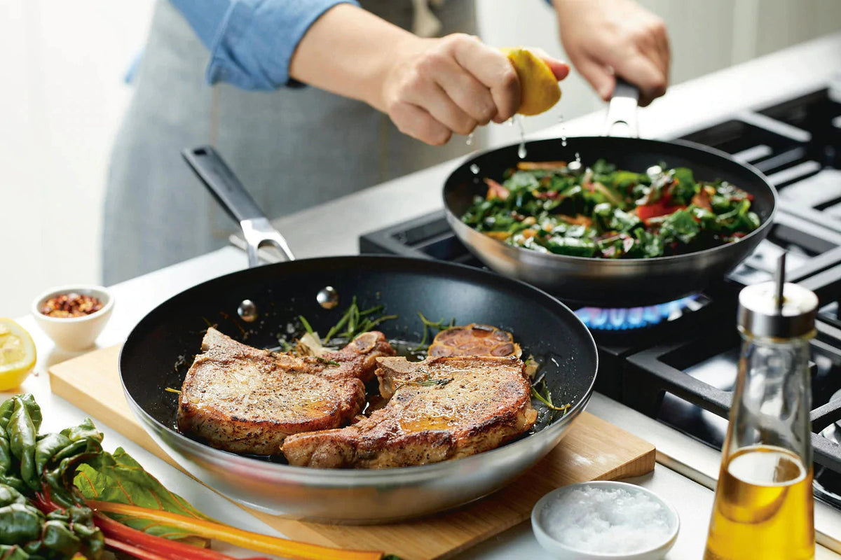 KitchenAid - 2 PC Brushed Stainless Steel Nonstick Frying Pan Set - 71023