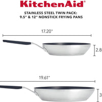 KitchenAid - 2 PC Brushed Stainless Steel Nonstick Frying Pan Set - 71023
