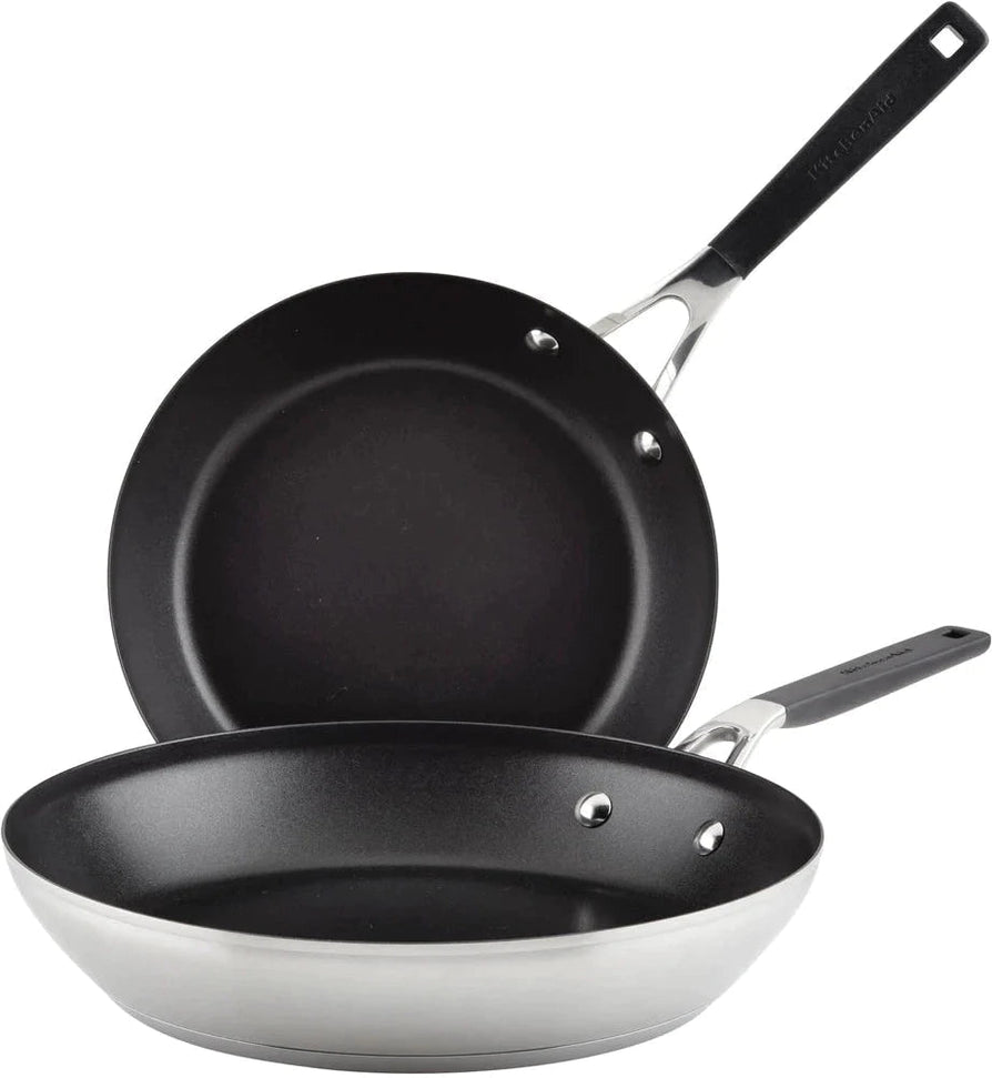 KitchenAid - 2 PC Brushed Stainless Steel Nonstick Frying Pan Set - 71023
