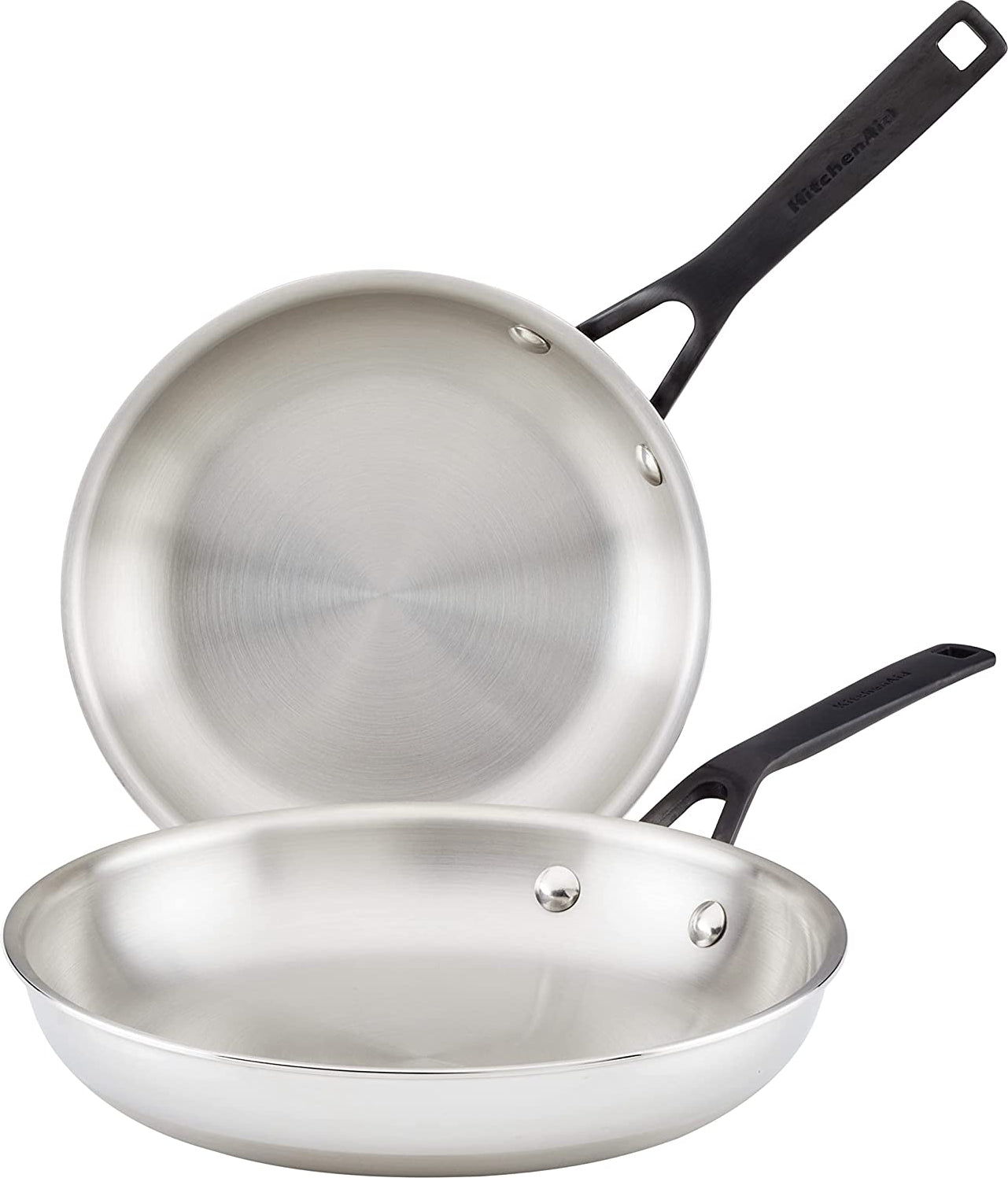 KitchenAid - 2 Pack, 5-Ply Clad Polished Stainless Steel Fry Pan Set - 30051
