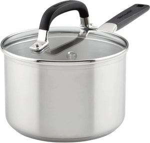 KitchenAid - 2 QT Brushed Stainless Steel Saucepan with Measuring Marks and Lid - 71020