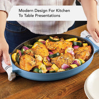 KitchenAid - 2.5" QT Blue Velvet Enameled Cast Iron Au Gratin Roasting Pan - 48689-CF05