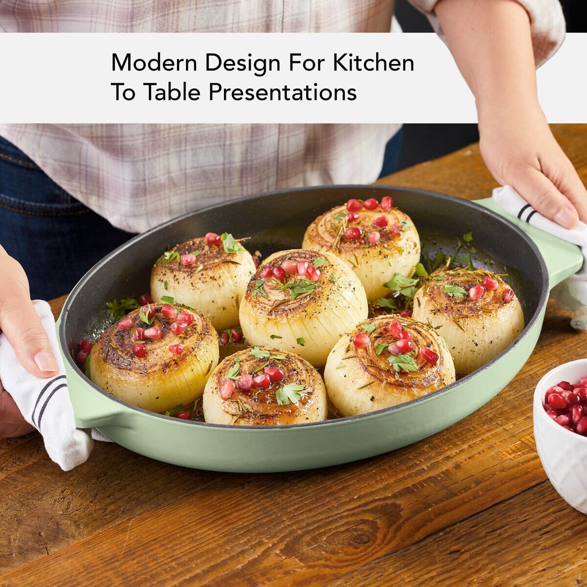 KitchenAid - 2.5" QT Pistachio Enameled Cast Iron Au Gratin Roasting Pan - 48690-CF05 - DISCONTINUED