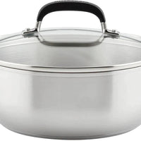 KitchenAid - 4 QT Brushed Stainless Steel Casserole with Lid - 71021