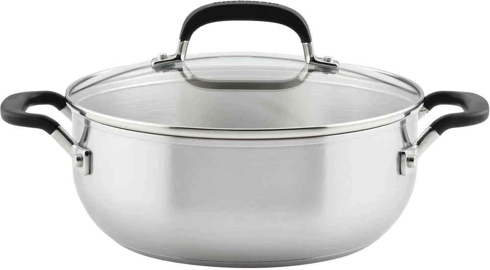 KitchenAid - 4 QT Brushed Stainless Steel Casserole with Lid - 71021