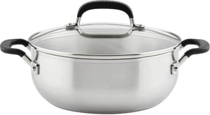 KitchenAid - 4 QT Brushed Stainless Steel Casserole with Lid - 71021