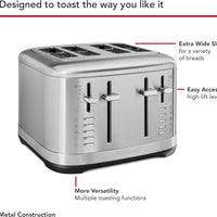 KitchenAid - 4 Slice Brushed Stainless Steel Toaster - KMT4109SX