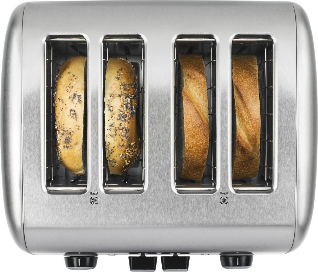 KitchenAid - 4-Slice Brushed Stainless Toaster with Manual High-Lift Lever - KMT4115SX