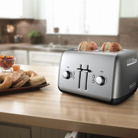 KitchenAid - 4-Slice Brushed Stainless Toaster with Manual High-Lift Lever - KMT4115SX
