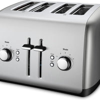 KitchenAid - 4-Slice Contour Silver Toaster with Manual High-Lift Lever - KMT4115CU
