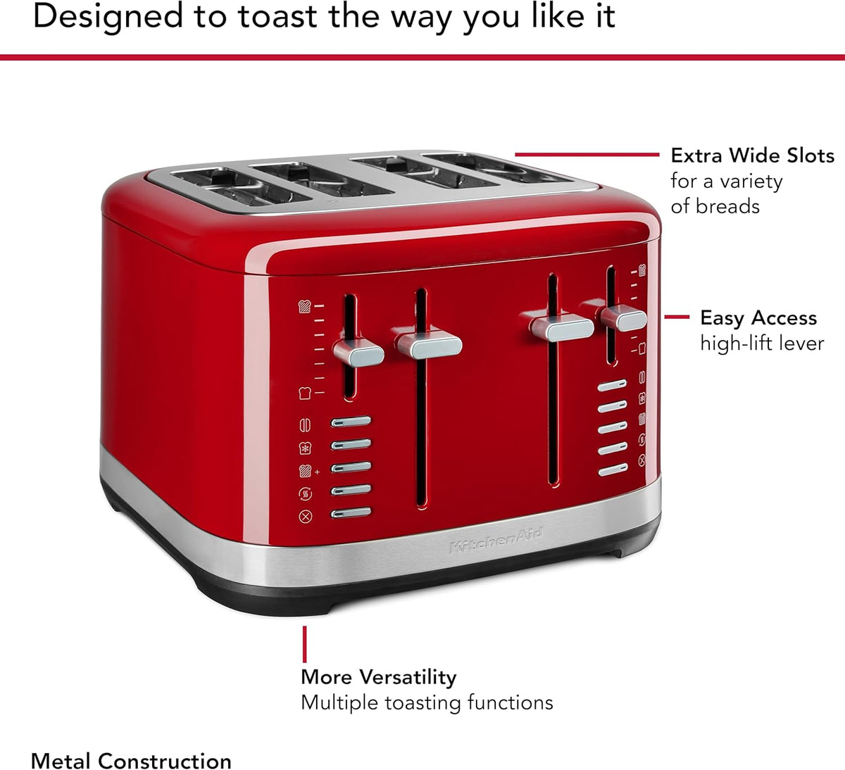 KitchenAid - 4 Slice Empire Red Toaster - KMT4109ER